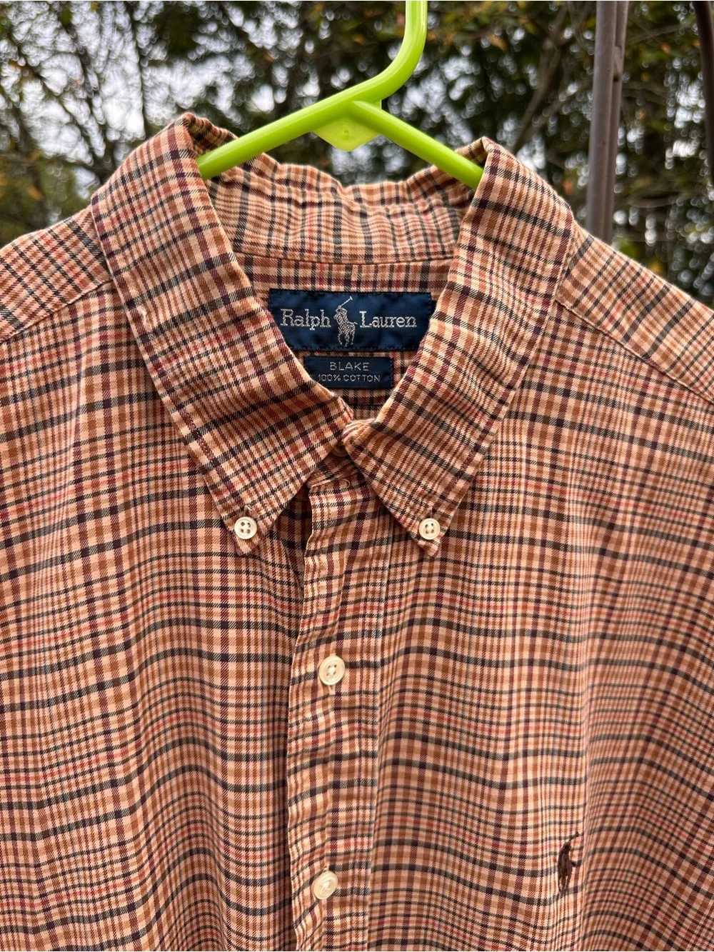 Ralph Lauren Men's Blake Brown Red & Navy Plaid Button-Down Shirt